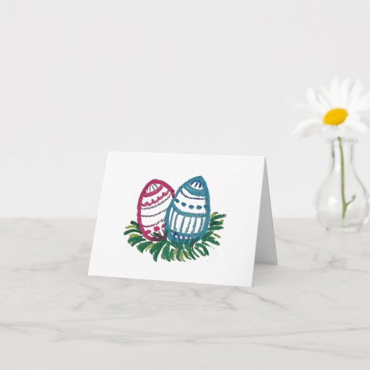 Pink & Blue Easter Eggs card カード (小さな植物)