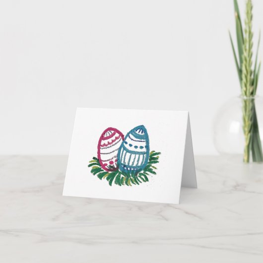 Pink & Blue Easter Eggs card カード (正面)