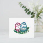 Pink & Blue Easter Eggs Postcard ポストカード (スタンド正面)