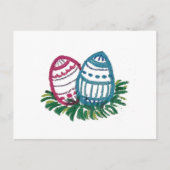 Pink & Blue Easter Eggs Postcard ポストカード (正面)