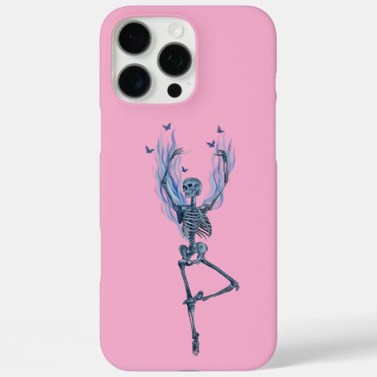 Pink Blue Flames Ballerina Dancing Skeleton Design Case-Mate iPhoneケース (裏面)