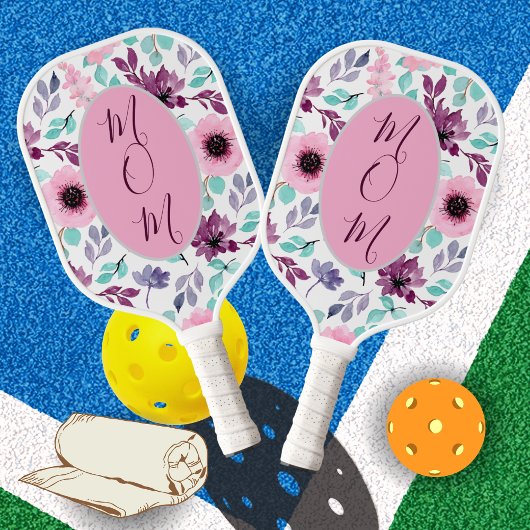 Pink Blue Floral Pickleball Paddle for Mom Gift ピックルボールラケット