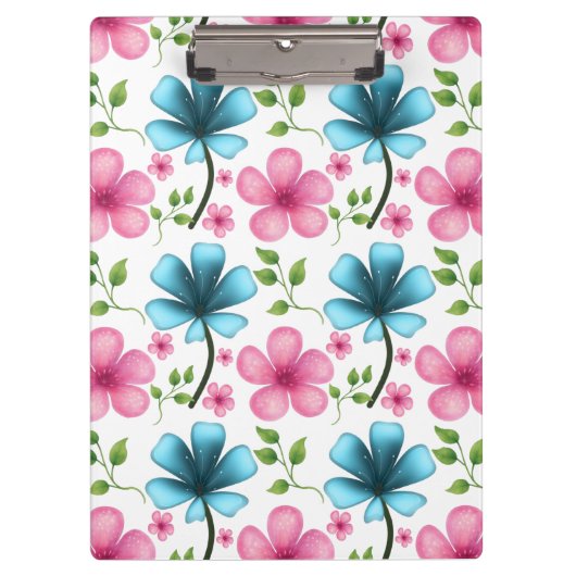 Pink & Blue Floral Seamless Pattern クリップボード (正面)
