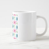 Pink & Blue Floral Seamless Pattern ジャンボコーヒーマグカップ (右)