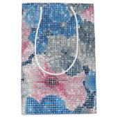 Pink Blue Flowers ミディアムペーパーバッグ (正面)