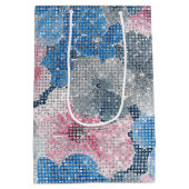 Pink Blue Flowers ミディアムペーパーバッグ (裏面)