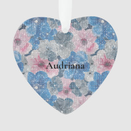 Pink Blue Flowers Sparkle オーナメント