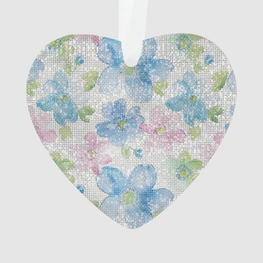 Pink Blue Flowers Sparkle オーナメント (裏面)