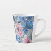 Pink Blue Flowers Sparkle カフェラテマグ (右)