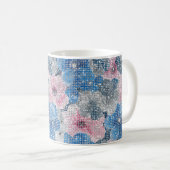 Pink Blue Flowers Sparkle コーヒーマグカップ (正面右)