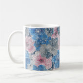 Pink Blue Flowers Sparkle コーヒーマグカップ (左)