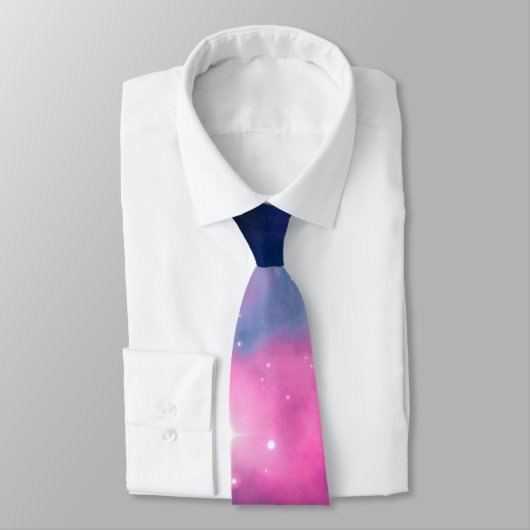 Pink & Blue Galaxy & Stars Abstract ネクタイ (タイ)