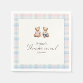 Pink Blue Gender reveal Teddy Bear Baby Shower  スタンダードカクテルナプキン