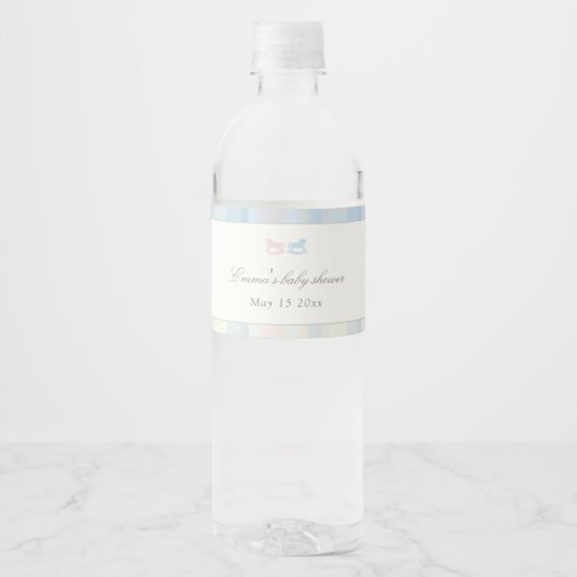 Pink Blue Gender Reveal Water Bottle Label ペットボトルラベル (正面)