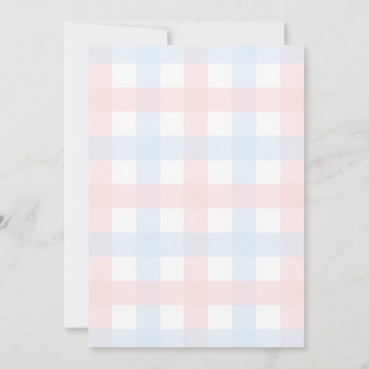 Pink Blue Gingham Baby Shower Invitation 招待状 (裏面)
