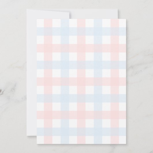 Pink Blue Gingham Christening 招待状 (裏面)