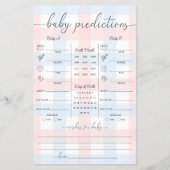 Pink Blue Gingham Twins Baby Predictions Game (正面)