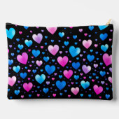 Pink & Blue Glowing Hearts アクセサリーポーチ (裏面)