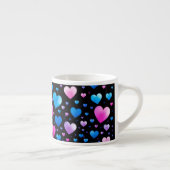 Pink & Blue Glowing Hearts エスプレッソカップ (右)