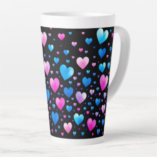 Pink & Blue Glowing Hearts  カフェラテマグ