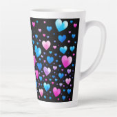Pink & Blue Glowing Hearts カフェラテマグ (右)