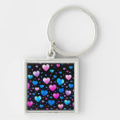 Pink & Blue Glowing Hearts キーホルダー (正面)