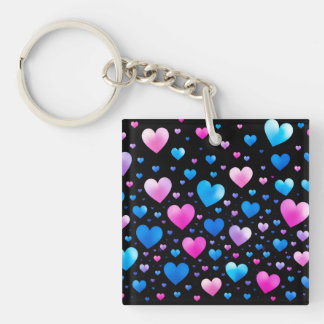 Pink & Blue Glowing Hearts  キーホルダー