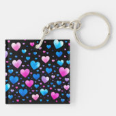 Pink & Blue Glowing Hearts キーホルダー (裏面)