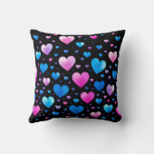 Pink & Blue Glowing Hearts クッション (裏面)
