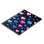 Pink & Blue Glowing Hearts ノートブック (左側)