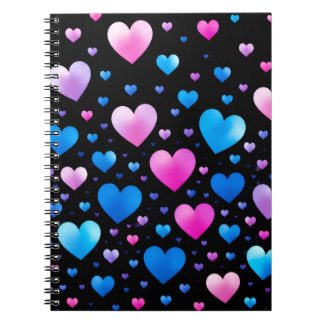 Pink & Blue Glowing Hearts ノートブック