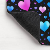 Pink & Blue Glowing Hearts マウスパッド (コーナー)
