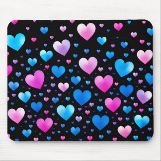 Pink & Blue Glowing Hearts マウスパッド