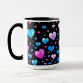 Pink & Blue Glowing Hearts マグカップ (左)