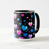 Pink & Blue Glowing Hearts マグカップ (正面右)