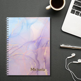 Pink Blue Gold Glitter Marble Name  ノートブック