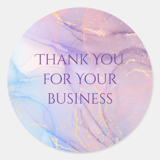 Pink & Blue Gold Glitter Marble Sticker Sheet ラウンドシール (正面)