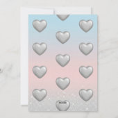 Pink Blue Gradient 3D Silver Hearts Valentine Card シーズンカード (裏面)