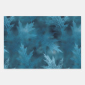 PINK BLUE GREEN FALL AUTUMN LEAVES WRAPPING PAPER  ラッピングペーパーシート (正面3)