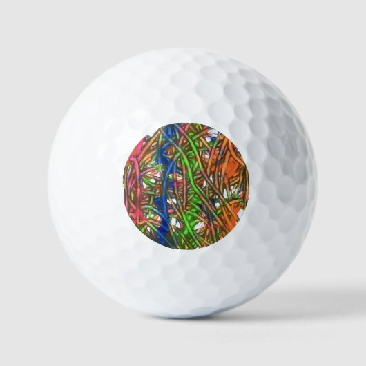 Pink, Blue, Green, Orange, Marble Artwork ゴルフボール (正面)