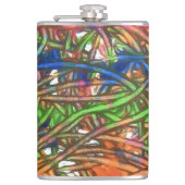 Pink, Blue, Green, Orange, Marble Artwork フラスク (正面)