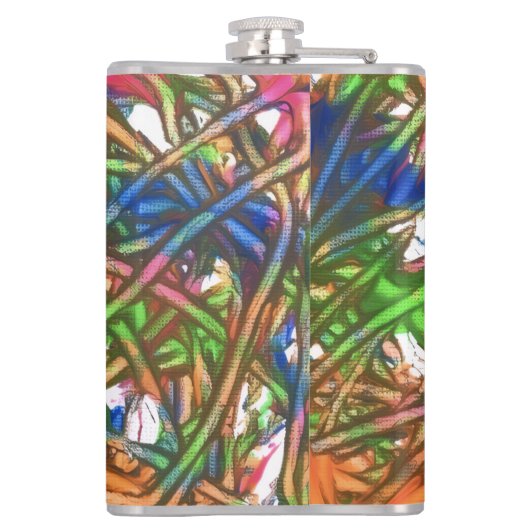 Pink, Blue, Green, Orange, Marble Artwork フラスク (裏面)