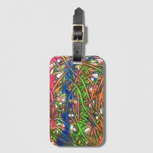 Pink, Blue, Green, Orange, Marble Artwork ラゲッジタグ (正面縦)