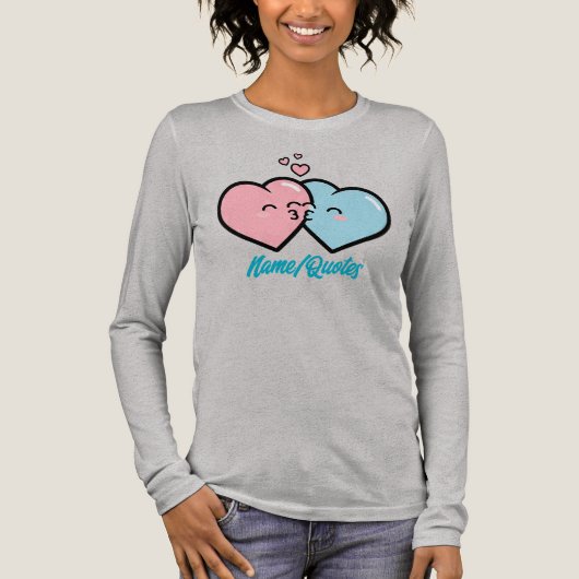 Pink & Blue Hearts Kiss トライブレンドＴシャツ (正面)