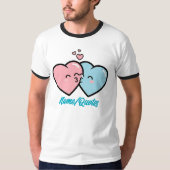 Pink & Blue Hearts Kiss Tシャツ (正面)
