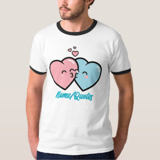 Pink & Blue Hearts Kiss Tシャツ