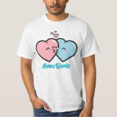 Pink & Blue Hearts Kiss Tシャツ (正面)