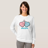 Pink & Blue Hearts Kiss Tシャツ (正面フル)