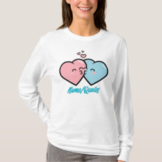 Pink & Blue Hearts Kiss Tシャツ