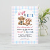 Pink Blue Heifer Bull Gender Reveal Invitation 招待状 (スタンド正面)